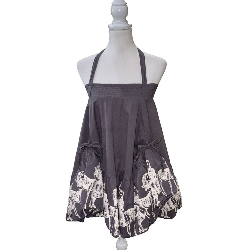 Paper Wings Organic Cotton Convertible Dress Skirt Gray Novelty Print Girls 6